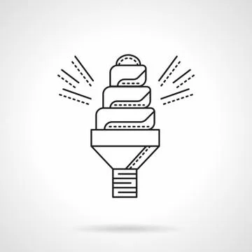 Spiral saving lamp flat line vector icon Stock Illustration