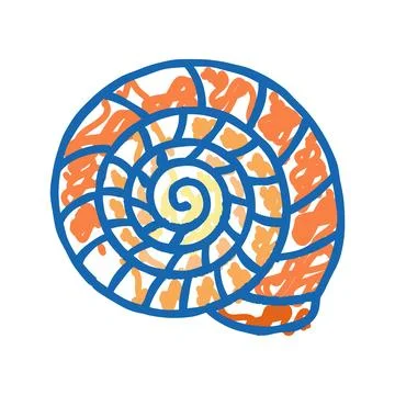 Spiral seashell beach icon doodle illustration Illustrazione stock