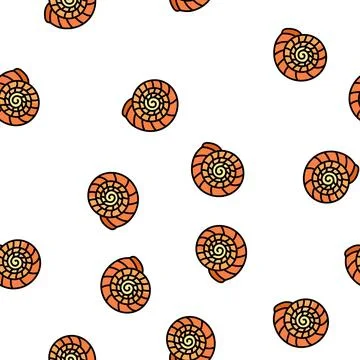 Spiral seashell beach vector seamless pattern Stock Illustration