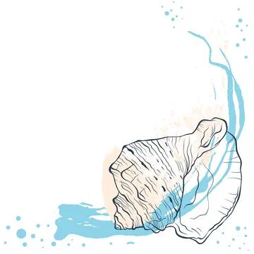 Spiral seashell on grunge background Stock Illustration