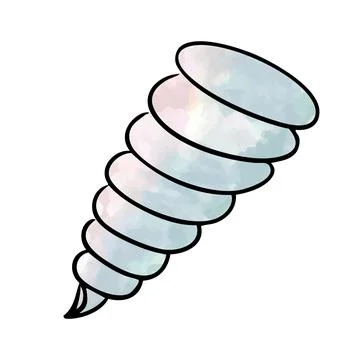 Spiral Seashell in light blue-gray color with Watercolor effect. Conical Shell Stock Illustration