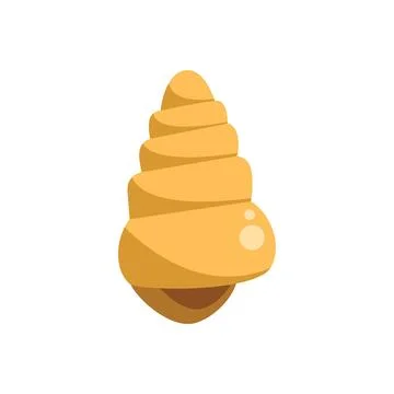 Spiral seashell standing upright on white background Stock Illustration