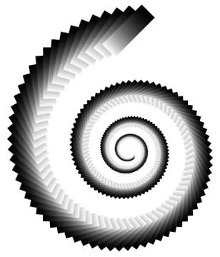 Spiral shape made of overlapping rectangles. Abstract monochrome volute, spir Illustrazione stock