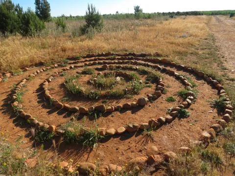 Spiral shaped labyrinth Stock Photos