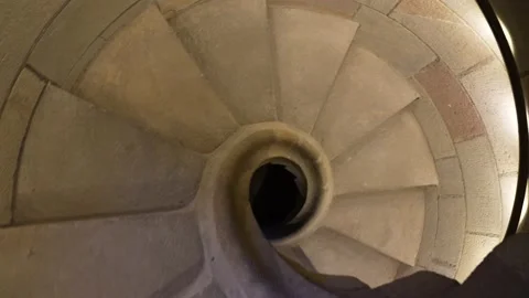 Spiral shaped stone made staircase Stock Footage 194353431