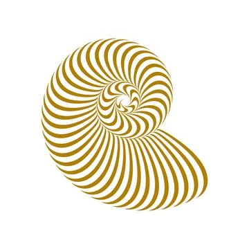 Spiral shell design element. Optical illusion swirl seashell shape vector. Stock Illustration