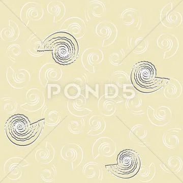 Spiral shells seamless pattern Stock Illustration