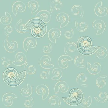 Spiral shells seamless pattern Stock Illustration