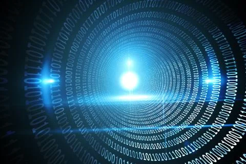 Spiral of shiny binary code Stock Illustration