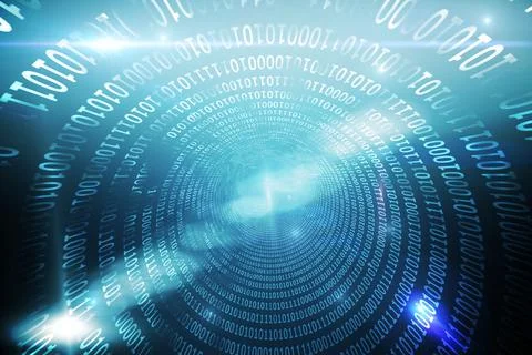 Spiral of shiny binary code Stock Illustration