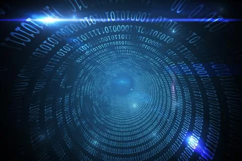 Spiral of shiny binary code Stock Illustration