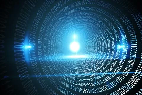 Spiral of shiny binary code 스톡 일러스트