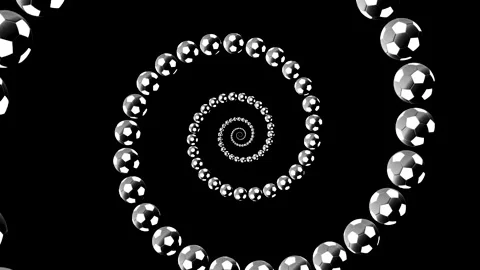 Spiral of silver balls rotating in black background creates a mesmerizing p.. Stock-Footage 335628284