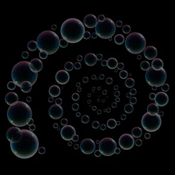 Spiral Soap Bubbles Black Background Stock Illustration