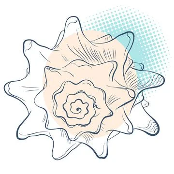 Spiral spiked seashell on spotted background Stock Illustration