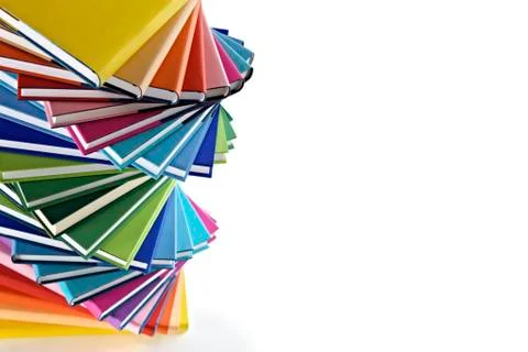 Spiral stack of multi-colored books Stock Photos