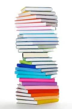 Spiral stack of rainbow colored books Stock Photos