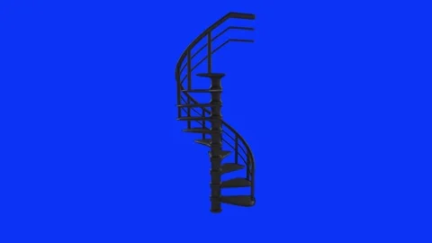 Spiral staircase 3D rendering on a blue background Stock Footage 287012101