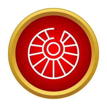 Spiral staircase architectural plan icon on red background Stock Illustration