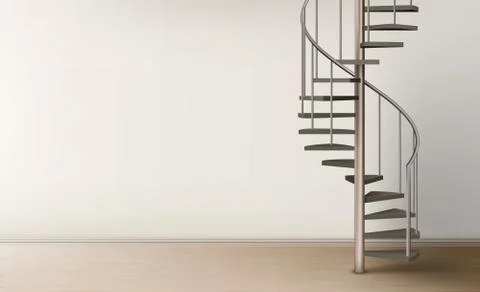 Spiral staircase in empty home interior design Illustrazione stock