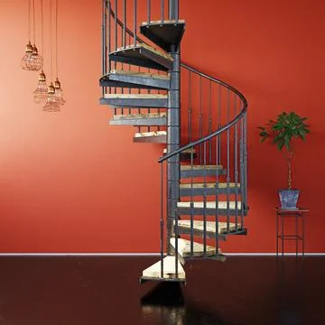 Spiral staircase interior. Stock Illustration