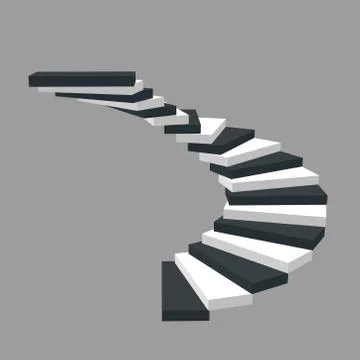 Spiral staircase. Isolated on grey background.3d Vector illustration. Stock Illustration