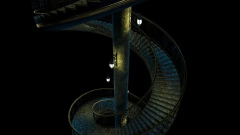 Spiral staircase over black background animation. Stock Footage 301019266