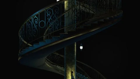 Spiral staircase over dark background animation. Stock Footage 301019265