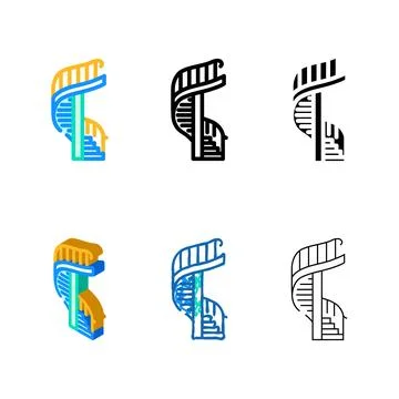 Spiral staircase progress color icon vector stylized Stock Illustration