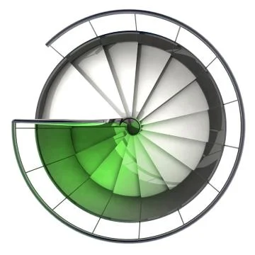 Spiral staircase top view red green scale illustration 스톡 일러스트