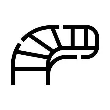 Spiral staircase turning corner steps architecture icon Ilustración de archivo