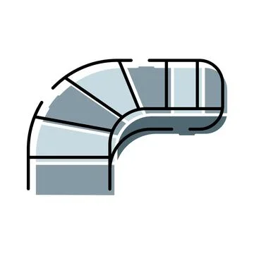 Spiral staircase turning corner vector line icon Stock Illustration