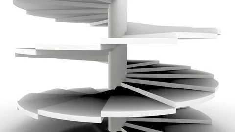 Spiral Staircase on a white Background,loop-able (3d rendering) Stock Footage 84600228