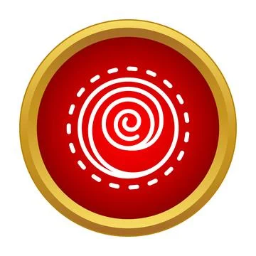 Spiral symbol in red circle with dotted border Stock Illustration