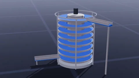 Spiral tower food processing 3d loop 3D animation seamless loop Stock Footage 341779739