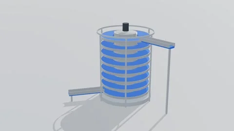 Spiral tower food processing 3d loop white background 3D animation seamless loop Stock Footage 341849340