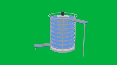 Spiral tower food processing 3d loop green screen 스톡 동영상 342913752