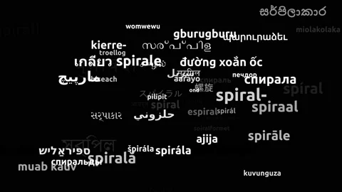 Spiral Translated in 57 Worldwide Languages Endless Looping 3d Zooming Wordcl Stock-Footage 145215968