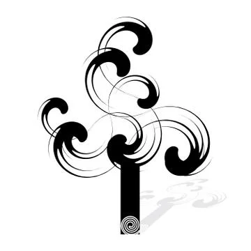 Spiral tree, black and white - vector illustration Stock Illustration