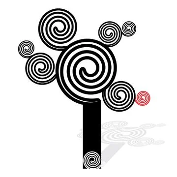 Spiral tree, black and white - vector illustration Stock Illustration