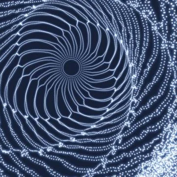 Spiral. Tunnel. Array with Dynamic Particles. Futuristic Style. Stock Illustration