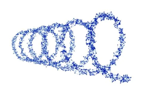 Spiral tunnel with network connection pattern lines on white. High-tech backg Stock Photos