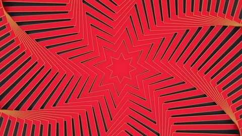 Spiral twisted shapes, red rotating stars, loop geometric background Stock Footage 128554527