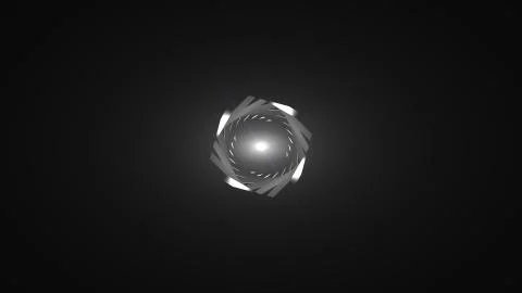 Spiral twisting of a square frame into a light white spot. Computer generated Stock Illustration