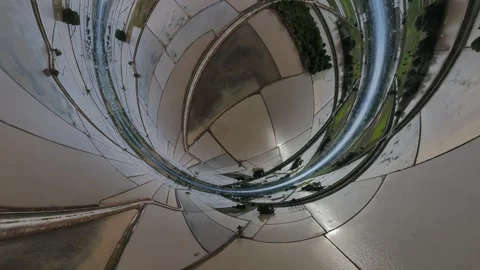 Spiral twists upward, creating a hypnotic motion of flood paddy field Stockbeeldmateriaal 345399304
