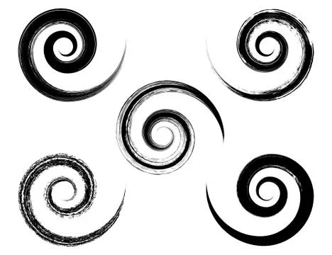 Spiral vector black brush strokes collection Stock Illustration