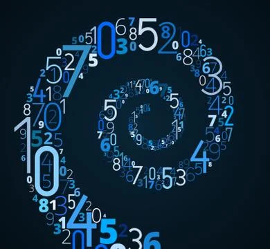 Spiral, vector font from numbers 스톡 일러스트