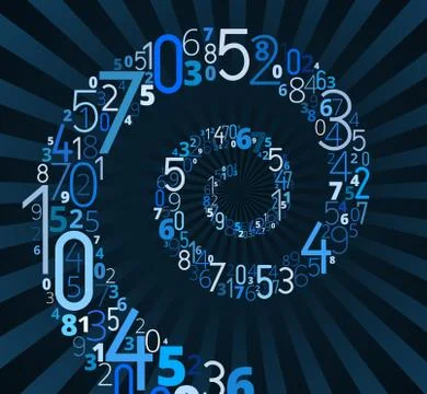 Spiral, vector font from numbers 스톡 일러스트