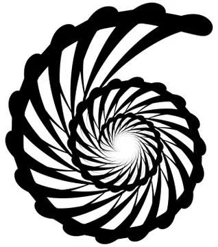 Spiral volute, snail shape, element. Rotating, twirling abstract monochrome i Stock Illustration