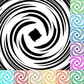 Spiral, vortex background in many colors. Circular rotating pattern. Stock Illustration